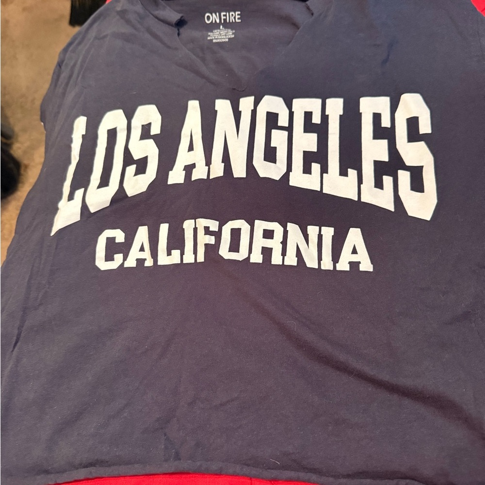 On Fire Navy T-Shirt with White Print